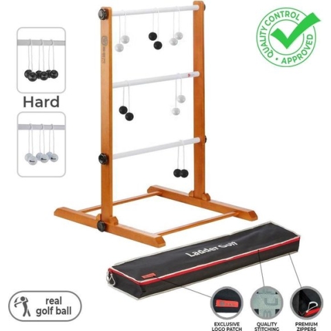 Profi Original 2023 Ladderspel - Topkwaliteit Ladderspel Werpspel - met officiële Golf Bolas (Zwart en Wit) - inclusief Luxe Draagtas - Golf ®Designed in UK - Prachtig afgewerkt - Kwaliteit & Klasse - Profi
