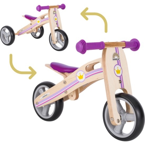 Bikestar mini loopfiets 2 in 1, hout, lila