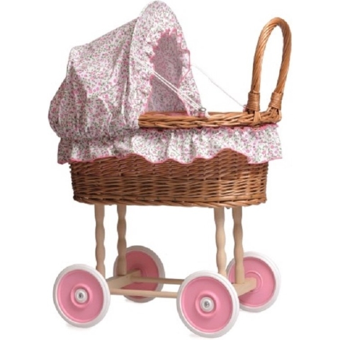 Egmont Toys - Egmont Toys Poppenwagen in Riet met Bloemenbekleding