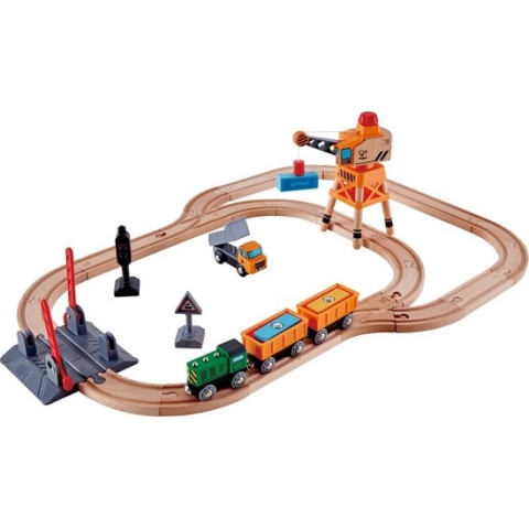 Hape-treinbaan- hout- magneetkraan- 34 delig