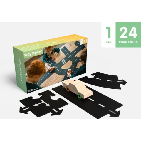 Waytoplay Highway - Car Edition - de flexibele autobaan (24 delen + auto) binnen en buiten spelen - onverwoestbaar