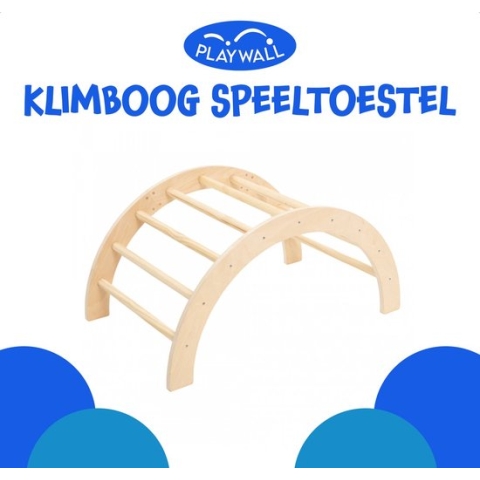 PLAYWALL Klimboog speeltoestel – Klimtoestel – Klimboog peuter hout – Klimmen kinderen – Klimrek – Helpt leren zitten, kruipen, staan en klimmen – Stimuleert motorische ontwikkeling – Kinderspeelgoed – Hout – L81.2xB41.3xH50cm