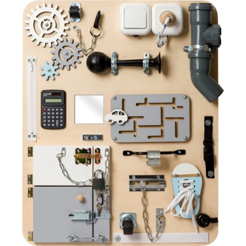 Montessori speelgoed - Educatief speelgoed - Smartgames voor kinderen - Activiteitenbord - Houten speelgoed - Motoriek speelgoed - 50 X 62,5 CM - Ontdekbord Basis