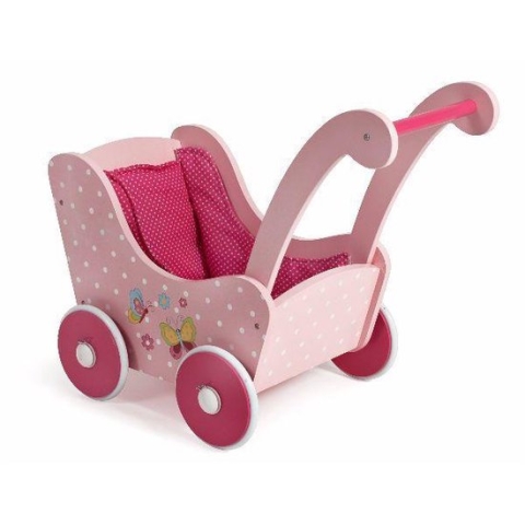 Bayer Chic 2000 - Houten Poppenwagen - Vlinder Roze