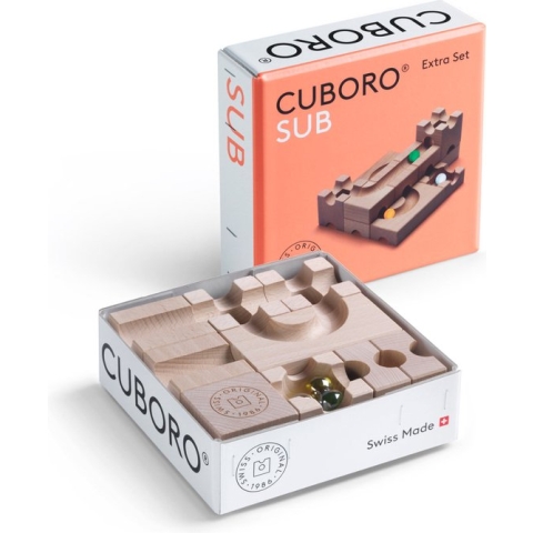 Cuboro knikkerbaan uitbreidingsset Sub; 12 blokken, 3 knikkers