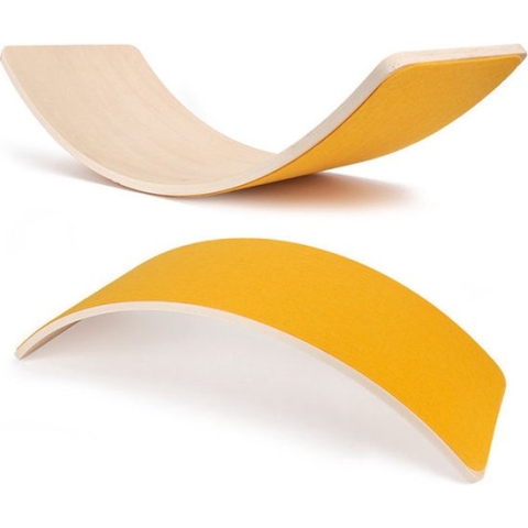 Balansbord Origineel Geel - Balance Board duurzaam wobbel speelgoed voor Kinderen - Balansbord Vilt – Geel – 90 x 30 cm