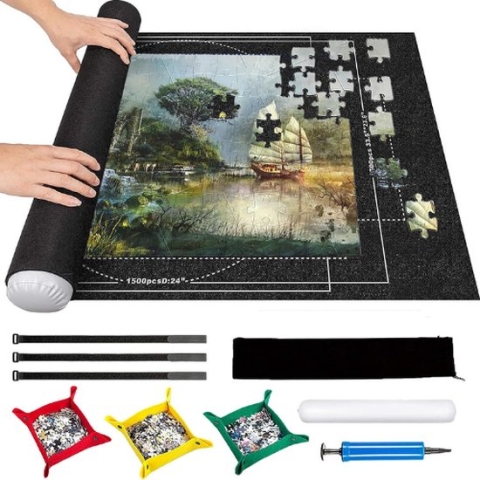 Puzzelmat 3000 stukjes voor Legpuzzel - Puzzel opbergsysteem -Met Tas - Met Pomp - Puzzelkleed oprolbaar - Puzzelplaat - Puzzelbord – Puzzelmap 3000 stukjes - 90x130cm