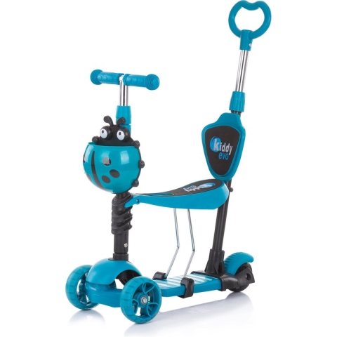 Chipolino Kiddy Evo Step - Step met zitje en duwstang - 3 wielen - 3 in 1 - Kinderscooter met LED wielen - Blauw