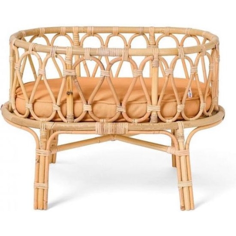Rotan poppenwiegje met caramel matrasje