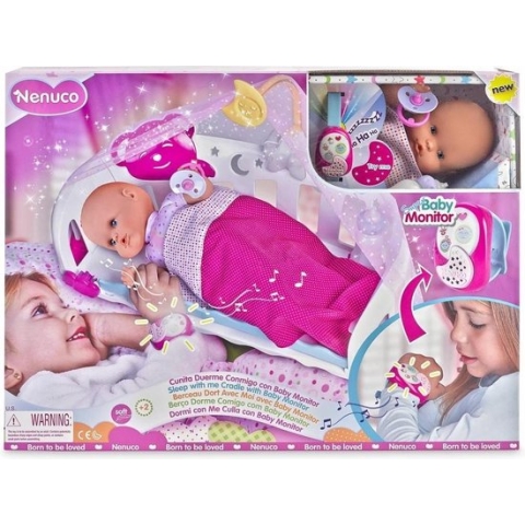 Nenuco - Poppenset - met Baby monitor en Bedje - Roze
