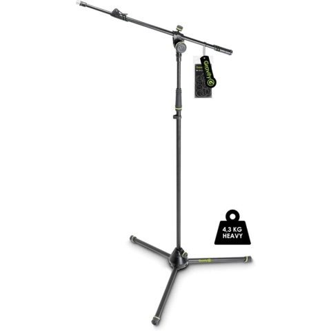 Gravity MS 4322 HDB - Microfoonstatief, met telescopische boompole, extra stevig - zwart