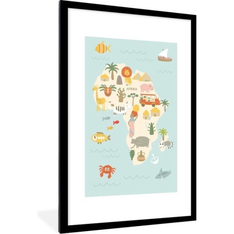 Wereldkaart Kinderen - Afrika - Kleuren - Schoolplaat - Kinderkamer - 80x120 cm