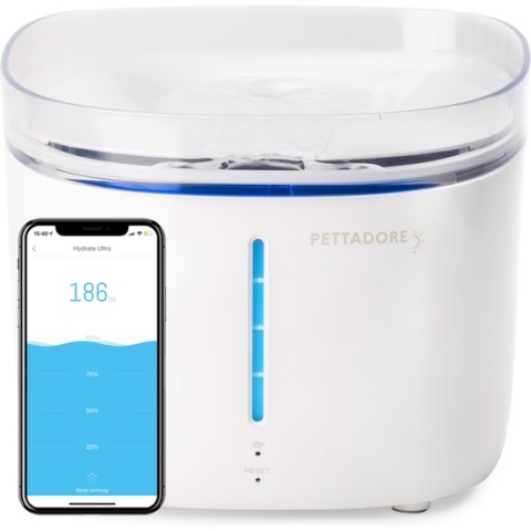 Pettadore Hydrate Ultra - Drinkfontein Kat/Hond - Smart & UV Sterilisatie - Slimme Waterfontein Kat - Kattenfontein - 2L
