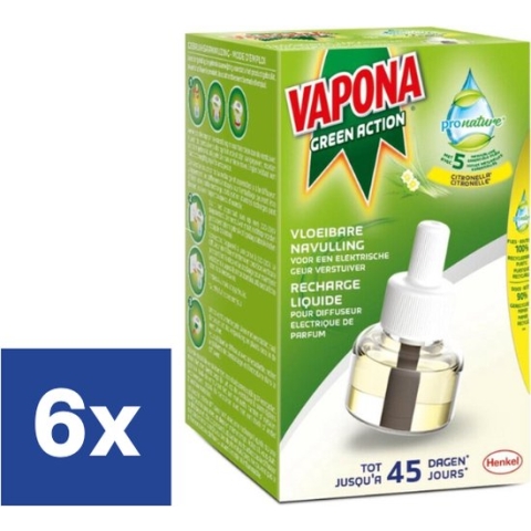 Vapona Green Action Muggenbestrijding Navulling (Voordeelverpakking) - 6 stuks