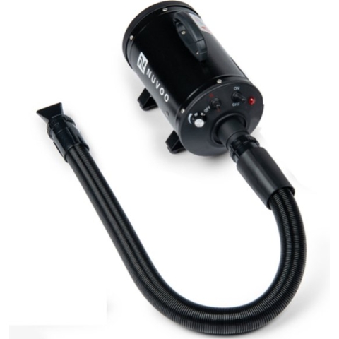 Nuvoo Professionele Hondenföhn / Waterblazer / Hondenborstel met 3 Opzetstukken - Verstelbare Vermogen tot 2200W - Warme / Koude Stand - Zwart