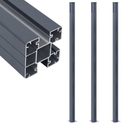 The Living Store Schuttingpaal - Aluminium - 7 x 7 x 185 cm - Duurzaam en UV-bestendig - Geschikt voor 2 cm dikke schuttingplanken