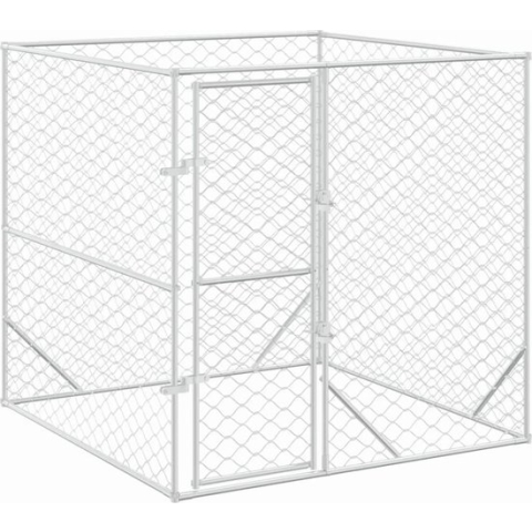 vidaXL-Hondenkennel-voor-buiten-2x2x2-m-gegalvaniseerd-staal-zilver
