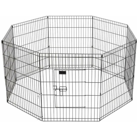 Puppyren Hondenren Metaal Zwart Uitvouwbaar M - 480 cm Omtrek 60 cm Hoog - Midden Deur