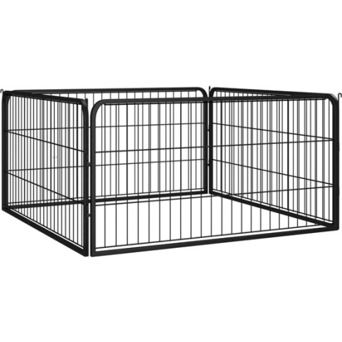 vidaXL-Hondenkennel-4-panelen-100x50-cm-gepoedercoat-staal-zwart