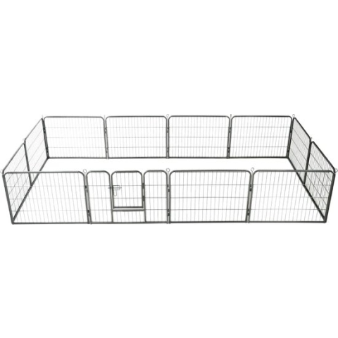 vidaXL-Hondenren-met-12-panelen-80x60-cm-staal-zwart