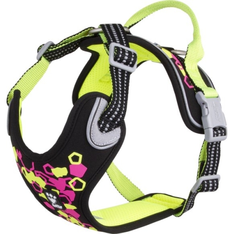 Hurtta Weekend Warrior Harness - Hondenharnas - Neon Licorice - Borstomvang: 45-60 cm