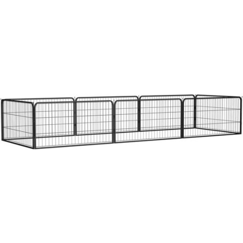 vidaXL-Hondenkennel-8-panelen-100x50-cm-gepoedercoat-staal-zwart