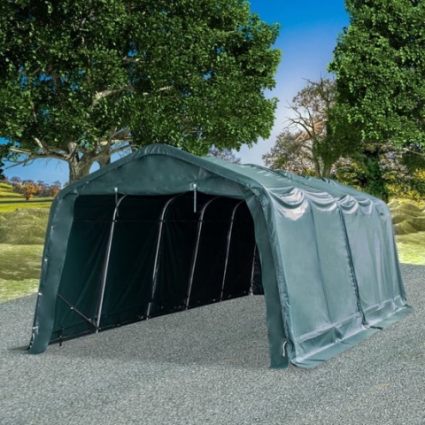 The Living Store Veetent XL - 3.3 x 8 x 2.56 m - Waterbestendig - PVC bekleding en zijpanelen - Roestbestendig stalen frame