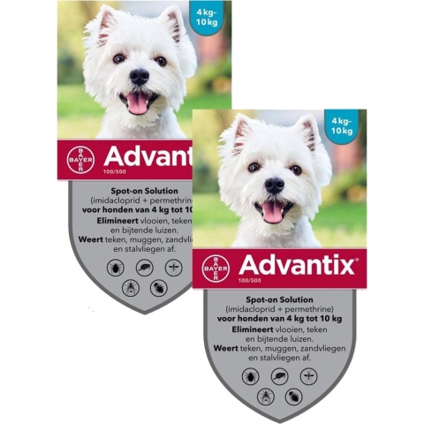 Bayer Advantix Vlooien & Teken Pipetten - Hond 4 tot 10kg - 2 x 6 stuks
