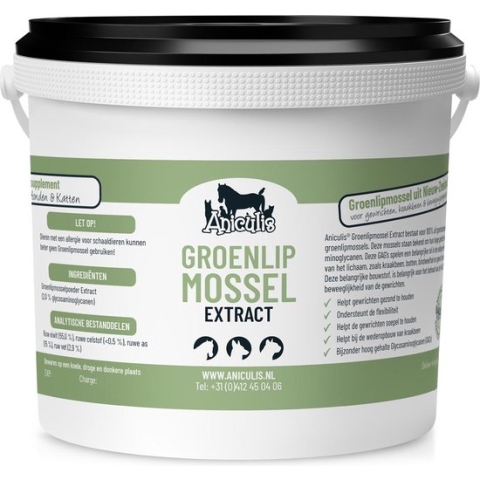 Aniculis - Groenlipmossel poeder Extract voor Paarden, Honden & Katten - Helpt de gewrichten soepel te houden - Helpt bij de wederopbouw van kraakbeen - 1 kg