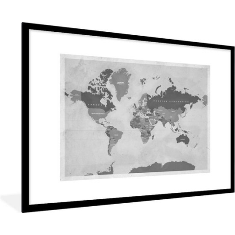 Fotolijst incl. Poster - Wereldkaart - Vintage - Paars - Kind - Meiden - Jongens - 90x60 cm - Posterlijst