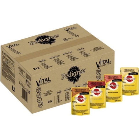 Pedigree Natvoer Mixed selection 84 x 100 g. Kip, Runds, Kalkoen en Lams - hondenvoeding -Compleet nat hondenvoer.