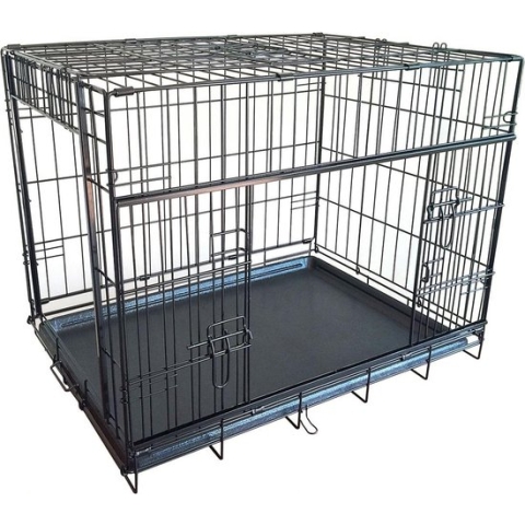Adori Bench Met Schuifdeuren Zwart - Hondenbench - 91x61x69 cm