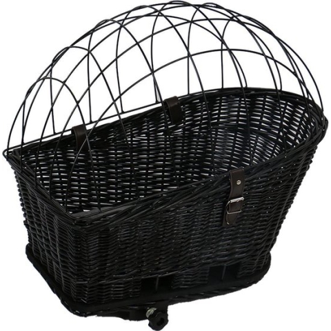 Provence rieten fietsmand bagagedrager & kussen Zwart 35x55x49cm