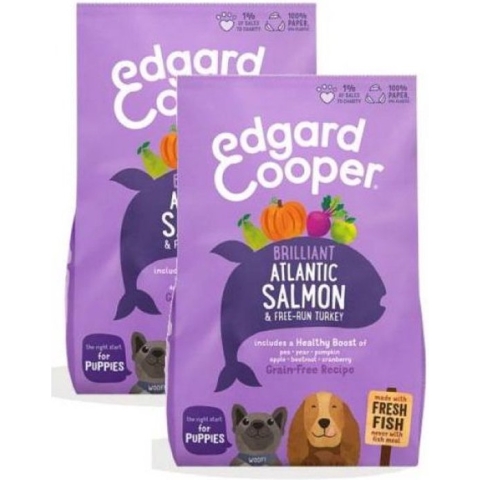2x12 kg Edgard & cooper puppy verse zalm / kalkoen graanvrij hondenvoer