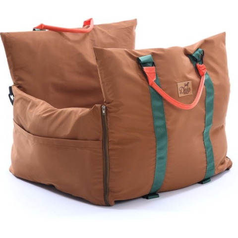 Dogs&Co Luxe Honden autostoel Royal+ BRUIN Waterproof - Zeer luxe hondenmand voor in de auto - Comfortabele honden autozitje - veilig auto bench voor puppy en/of hond