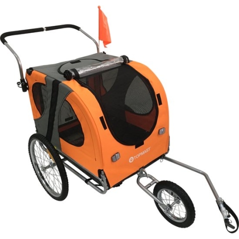 Topmast Easy Flow Hondenfietskar - Met Jogger Functie - Opvouwbaar - Oranje - Large