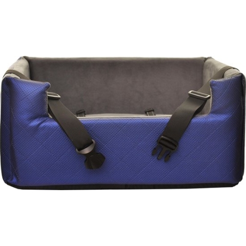 Metallic Blue - Autostoel voor hond - 57x50cm - Wasbaar - Hondenmand Auto- Handgemaakt