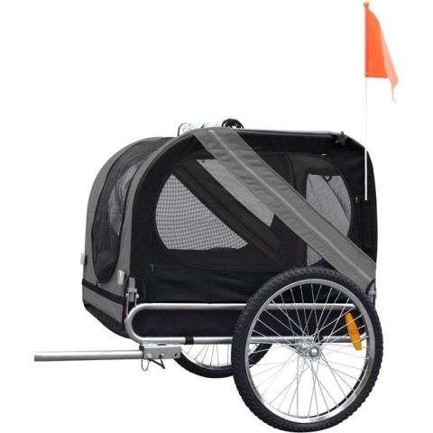 Flamingo Juliette - Fietskar Honden - Fietskar Juliette Grijs/zwart 80x57x64cm - 1st
