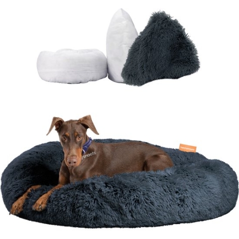 Happysnoots Donut Hondenmand 100cm - Extra Groot - Fluffy - Luxe Hondenbed - Dog Bed - Wasbaar - Grijs