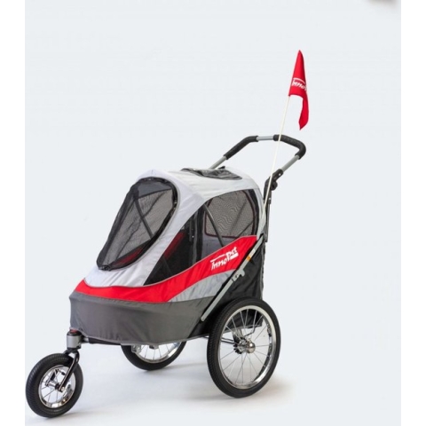 InnoPet Sporty Dog Trailer Deluxe - Hondenfietskar - Rood/Lichtgrijs - 71x44x63cm