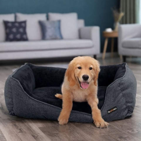 Hondenkussen Dexter - 90x75cm - Soft Pluche - Donkergrijs - Hondenmand - Pluche - Orthopedische Hondenkussens