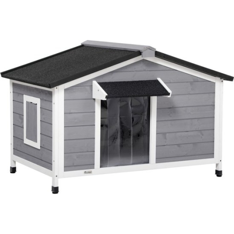 PawHut Hundehütte mit zu öffnendem Asphaltdach D02-143V01