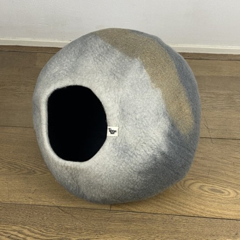 Cat cave kattenmand Bruin-Wit-Grijs - SnoozyCave