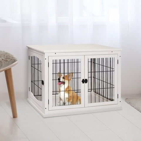 Honden Bench met 2 deuren Wit