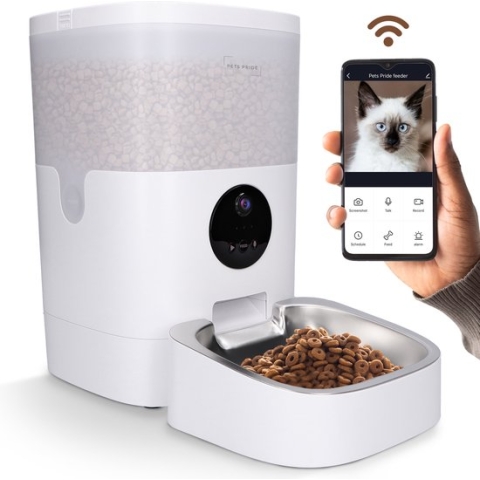 Pets Pride Voerautomaat Pro – 4 Liter - Full HD camera – App en audio – Automatische Voerbak Kat – Voerdispenser - Katten en Honden Voerautomaten