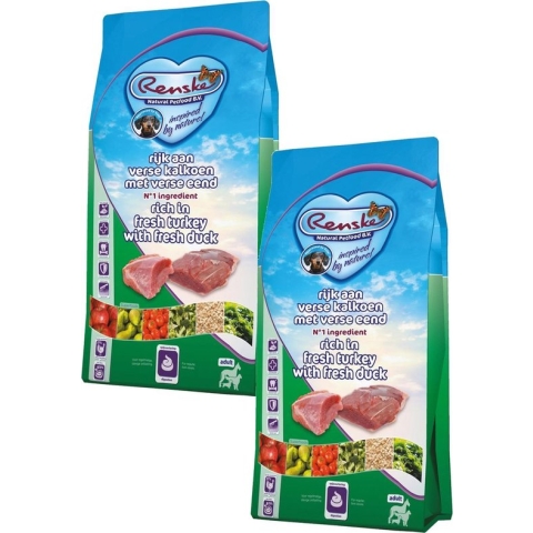 Renske Adult Kalkoen&Eend - Hondenvoer - 2 x 2 kg