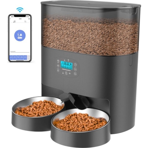 Catlux 2-in- 1 Automatische Voerbak - Kat en Hond - Voerautomaat Dispenser - Voerdispenser - Pet Feeder met Timer - Voice Recorder - App Besturing - 6L
