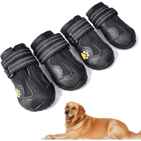 Beschermende hondenlaarzen,4 stuks waterdichte hondenschoenen met verstelbare banden reflecterend voor kleine middelgrote grote honden