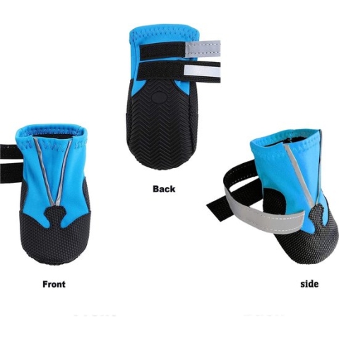 Dog Shoes, Set of 4 Waterproof Dog Shoes, Non-Slip Dog Depth with Reflective Strap, Rain Shoes, Dog Boots, Paw Protection for Small Medium Large Dogs (XL, Blue)