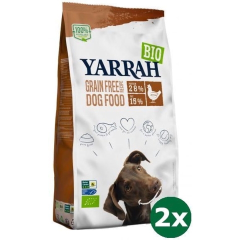 2x10 kg Yarrah dog adult biologisch graanvrij kip/vis hondenvoer
